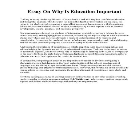 Essay On Why Is Education Important. Zane State College