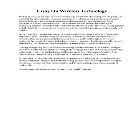 Essay On Wireless Technology