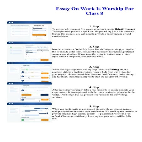 Essay On Work Is Worship For Class 8. Online assignment writing service.