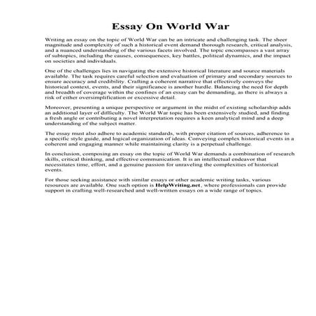 Essay On World War. Causes of world war 1 essay - Write my essay for me with ...