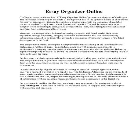Essay Organizer Online