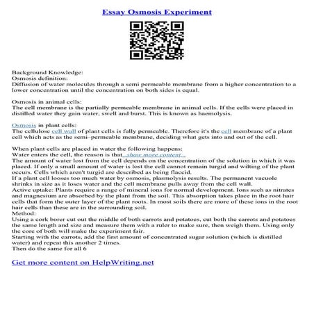Essay Osmosis Experiment
