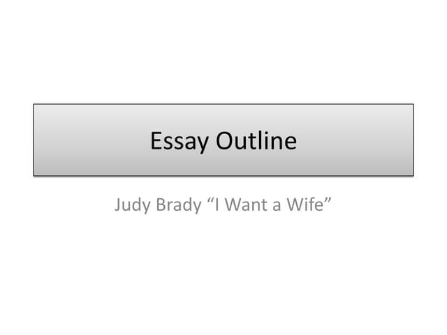 I want a wife essay