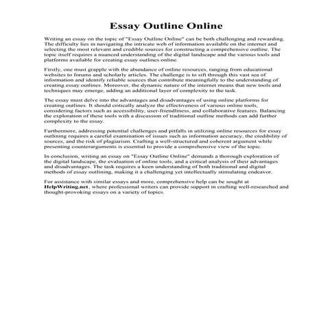 Essay Outline Online.  Outline example essay. Argumentative Essay Outline Wit...