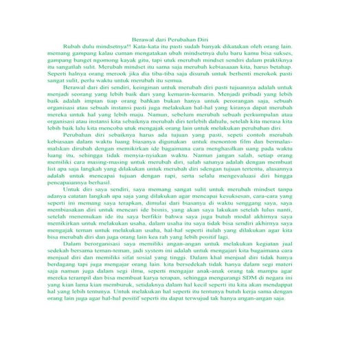 Essay Perubahan Diri 2003 Doc