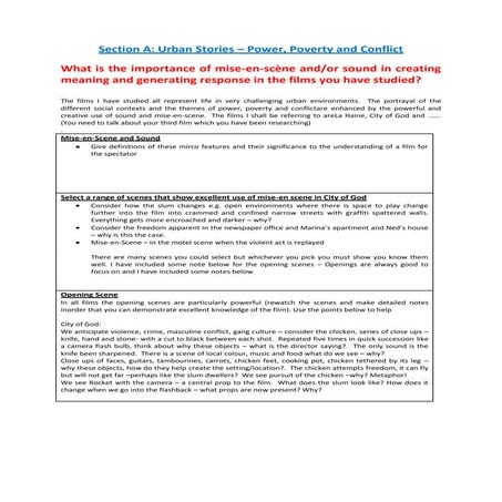 Essay Plan  For World Cinema