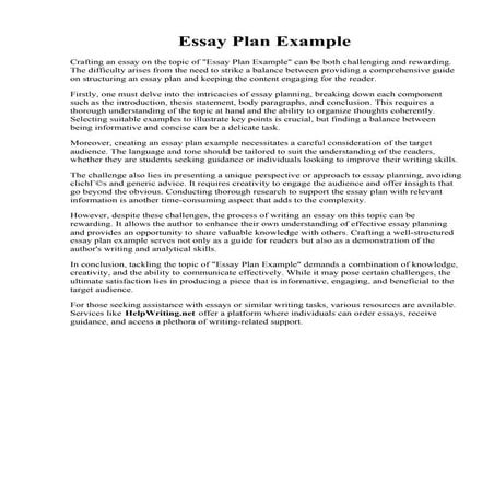Essay Plan Example