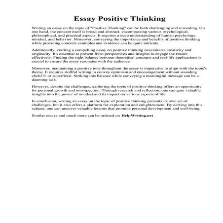 Essay Positive Thinking