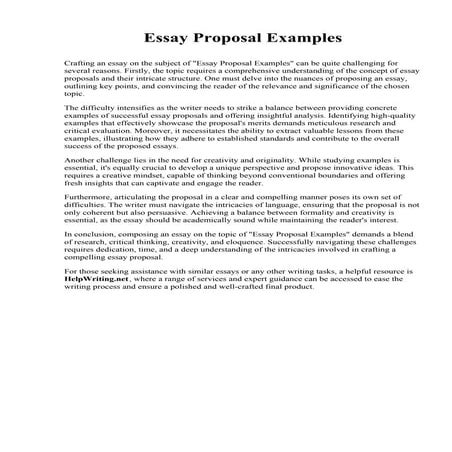 Essay Proposal Examples | PDF | Homework and Study | Education