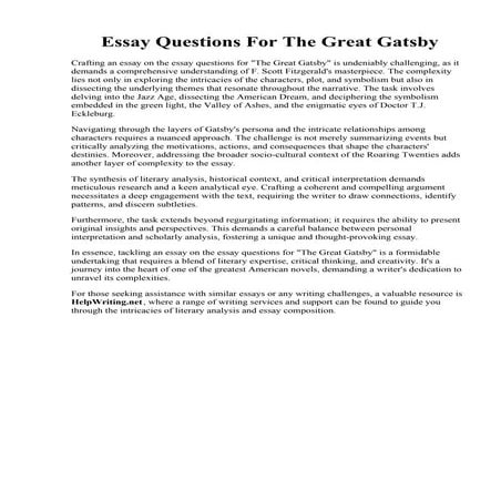 Essay Questions For The Great Gatsby.pdf
