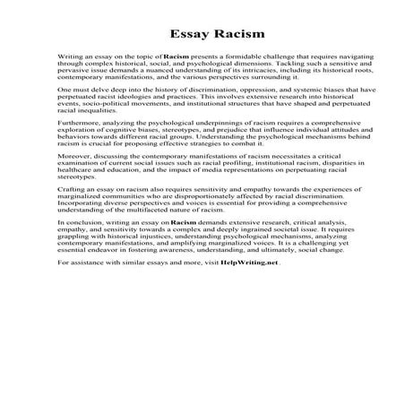 Racism Essay Conclusion | PDF