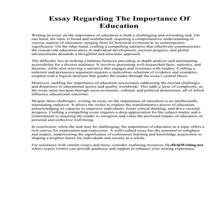 Essay Regarding The Importance Of Education