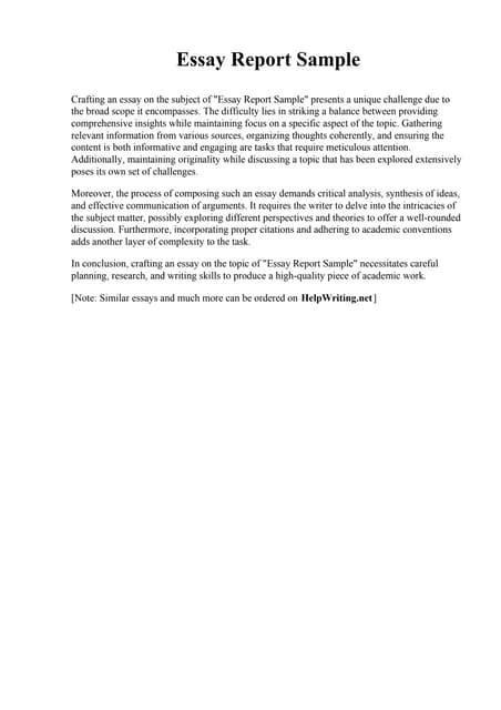 Report Essay Sample. Cornish College of the Arts | PDF