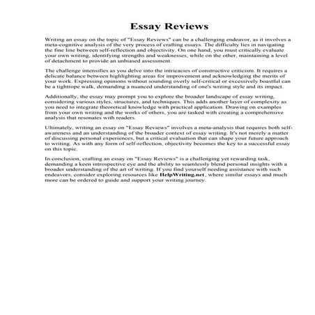 Essay Reviews