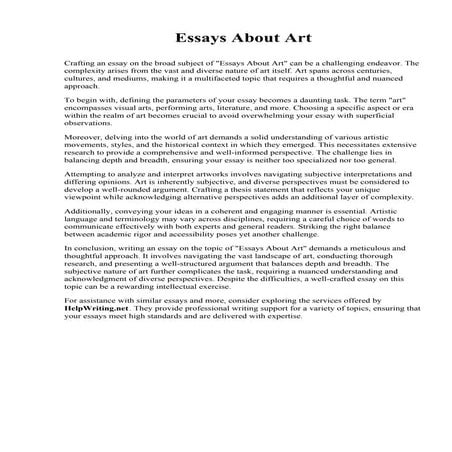 Essays About Art. University of West Alabama