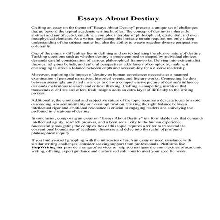 Essays About Destiny | PDF