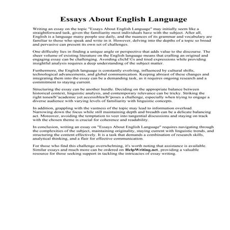Essays About English Language
