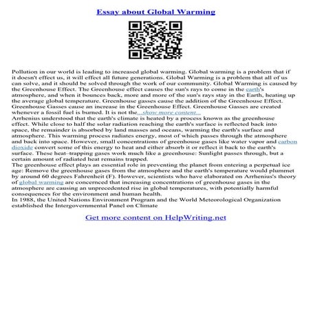 Essays About Global Warming