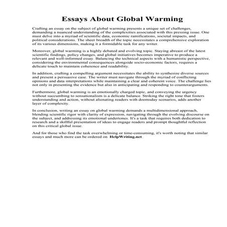 Essays About Global Warming