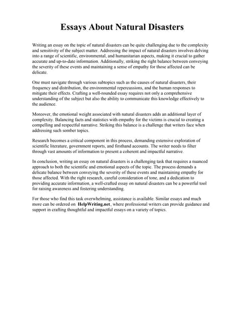 Natural Disaster Essay Pdf