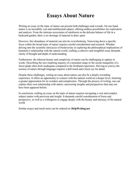 Essay Writing On Nature | PDF