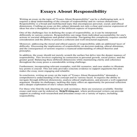 Responsibility Essay | PDF