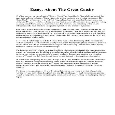 Essays About The Great Gatsby. Northcentral University