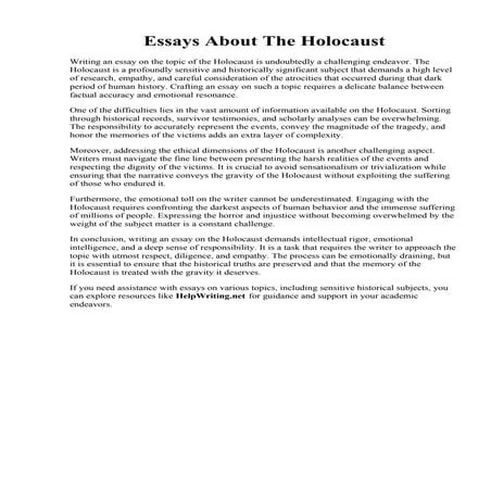 Essays About The Holocaust. Holocaust essays: the doctors of the holocaust remember