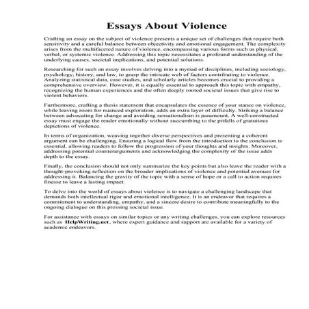 Essays About Violence