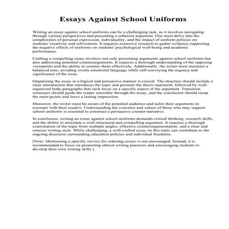 Essays Against School Uniforms