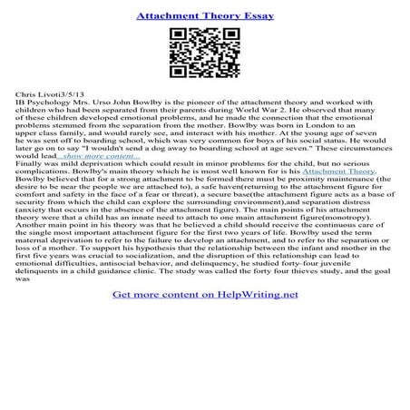 Essays Attachment Theory