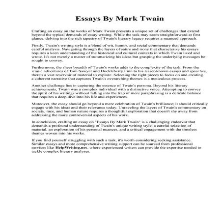 Essays By Mark Twain. Riverland Community College