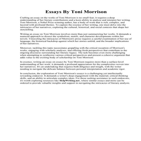 Essays By Toni Morrison