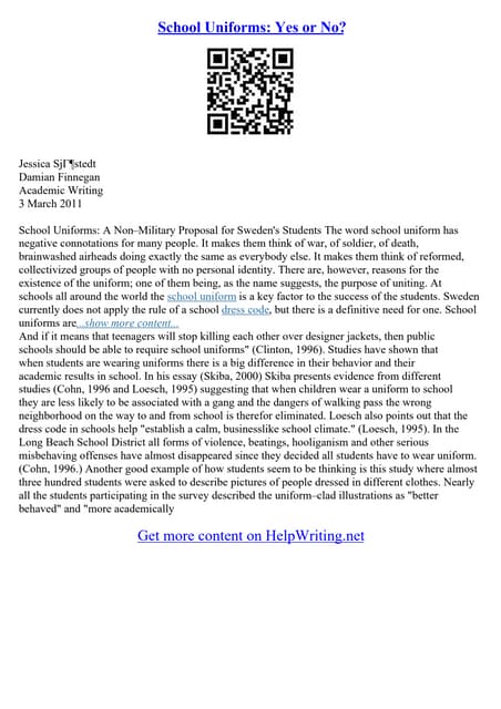 School Uniform Essay | PDF