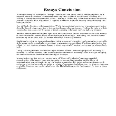 Essays Conclusion. Essay Writing Conclusion Maker
