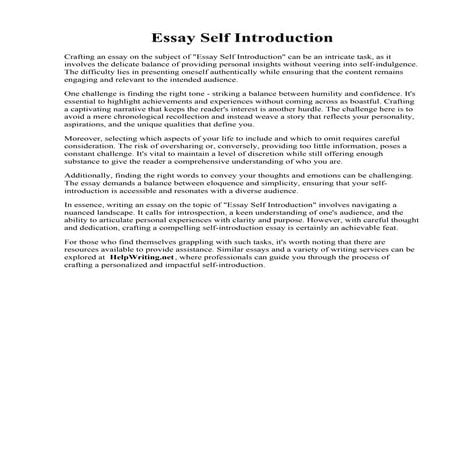 Essay Self Introduction | PDF