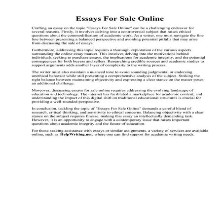Essays For Sale Online. Custom essays for sale
