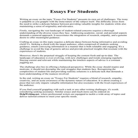 Essays For Students. Randolph Community College