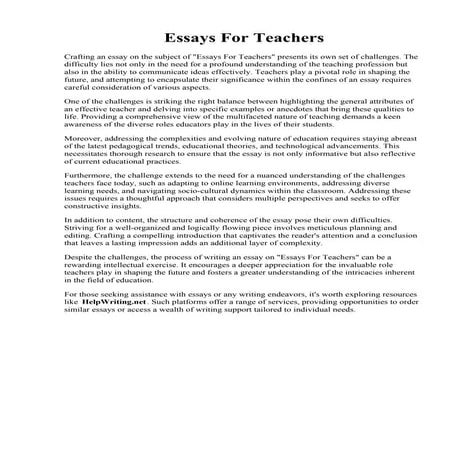 Essays For Teachers