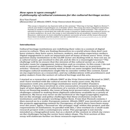 Essay for Sharing is Caring - Eva Van Passel