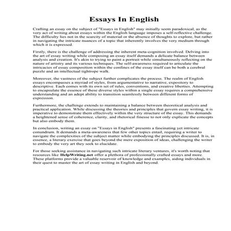 Example Of English Essay | PDF