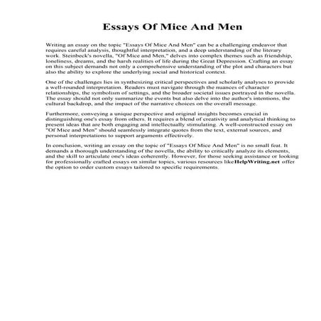 Essays Of Mice And Men. Touro College Jacob D. Fuchsberg Law Center