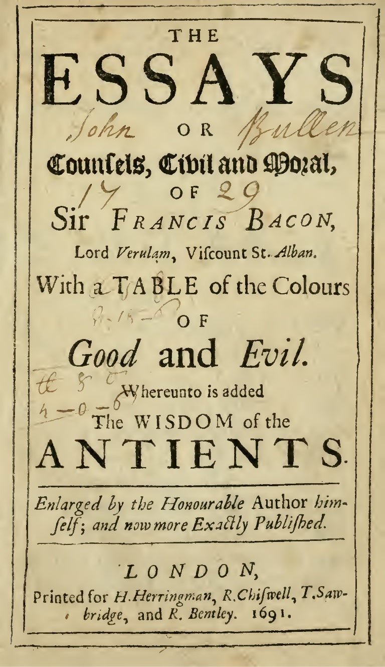 essays of sir francis bacon wisdom of the ancients sir francis bacon essays