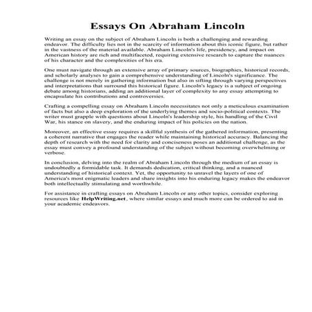 Essays On Abraham Lincoln