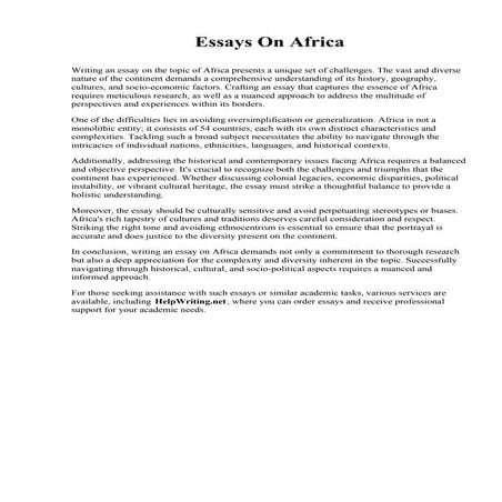 Essays On Africa. University of Nevada, Reno