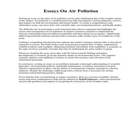 Essays On Air Pollution. Coconino Community College