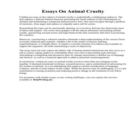 Essays On Animal Cruelty | PDF