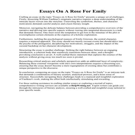 Essays On A Rose For Emily. A rose for Emily Analysis