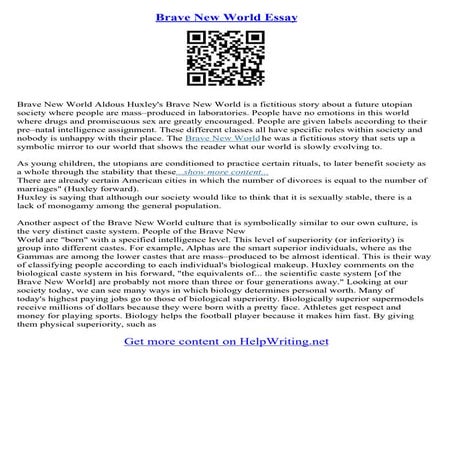 Essays On Brave New World
