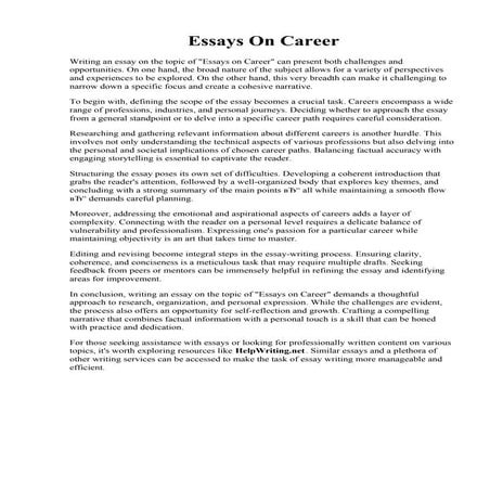 Essays On Career. College Essay Career Goals - Educational and Career Goals Essay Examples